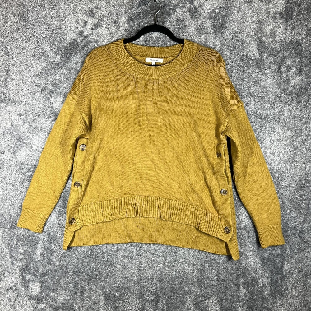 Madewell Sweater Womens Small Yellow Cotton Acrylic Nylon Crew Neck Pullover